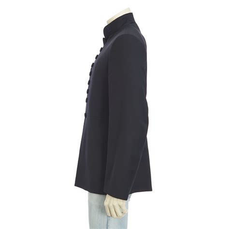 Officer Collar Jacket Navy Blue Wool Twill 